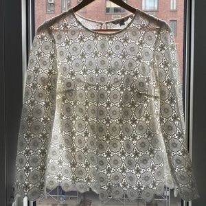 Boden, white, 100% cotton, lace blouse